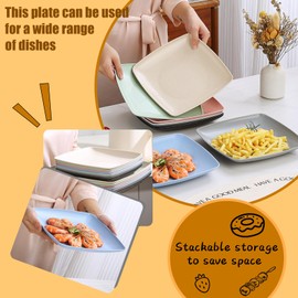 Gripebao 8.7 Inch Square Dinner Plates Set of 5, Plastic Picnic Plates Reusable, Square Dessert Snack Plates, Lunch Appetizer Salad Plates, Kitchen Dinnerware Dishes for Camping Party Grill (5 Colors)