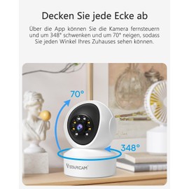 VSTARCAM Indoor Surveillance Camera - 2K QHD, 360° WLAN Indoor Dog Camera with App, Automatic Tracking, 2-Way Audio, Motion Detection, Colour Night Vision up to 9 m, up to 256 GB Local Storage