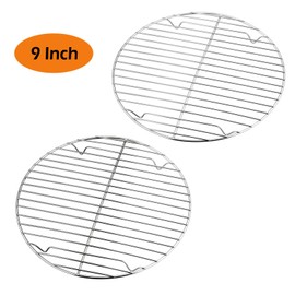 P&P CHEF 9 Inch Cooking Rack Round, Stainless Steel Round Rack for Cooking Cooling Steaming Baking, Fit Air Fryer Pot Pressure Cooker, 2 Pack -Oven & Dishwasher Safe