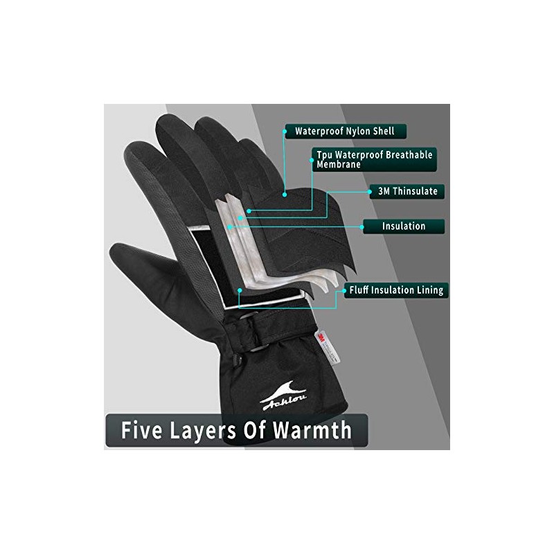 Achiou - Guantes de esquí de nieve para invierno, cálido,