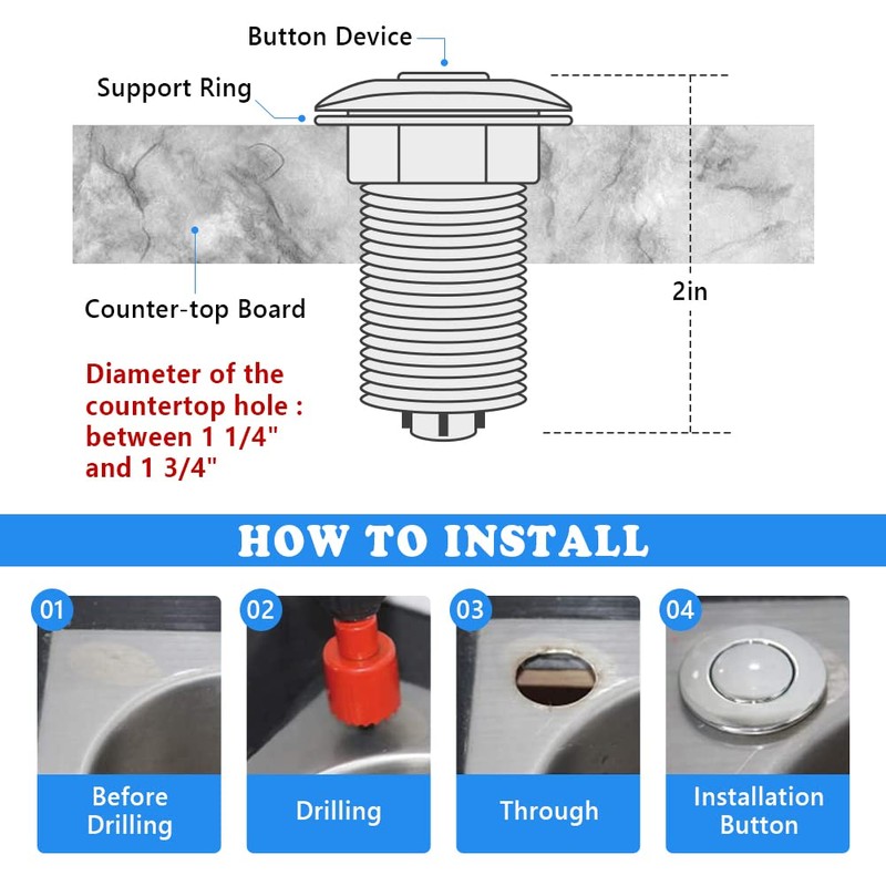 Garbage Disposal Switch, Cordless Air On Off Kit for Food
