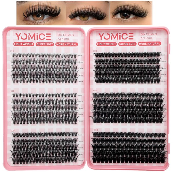 Yomice Individual Cluster Lashes Extensions 600Pcs D Curl Natural Lash