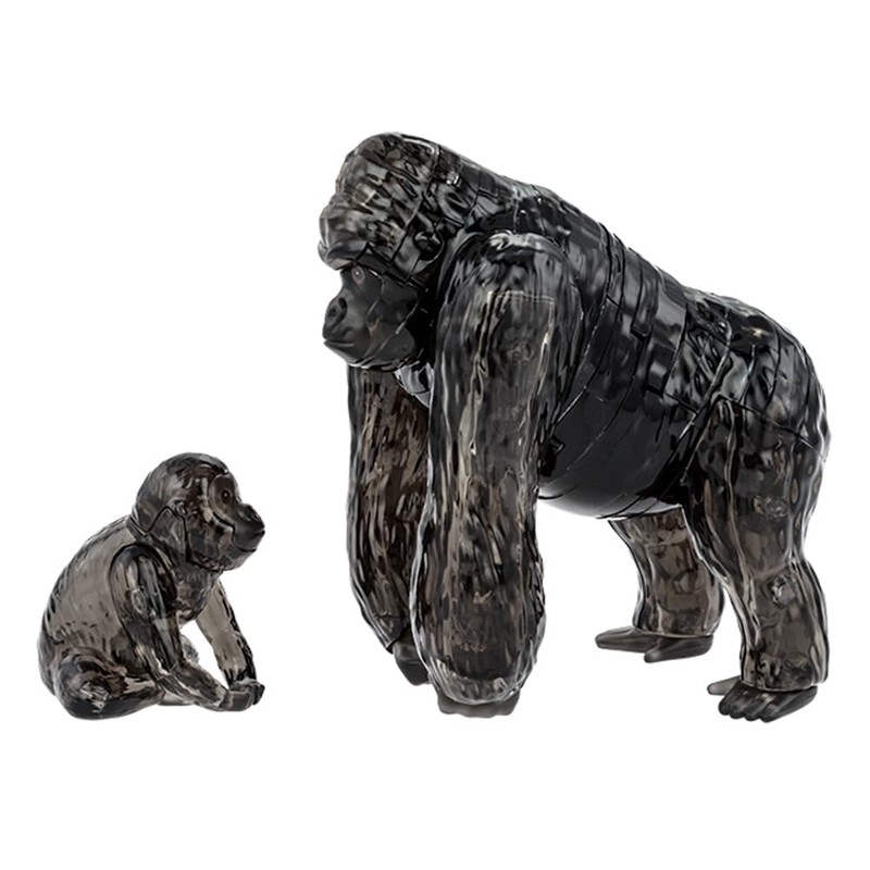 Crystal Puzzle | 3D Gorilla Pair | Transparent Design |