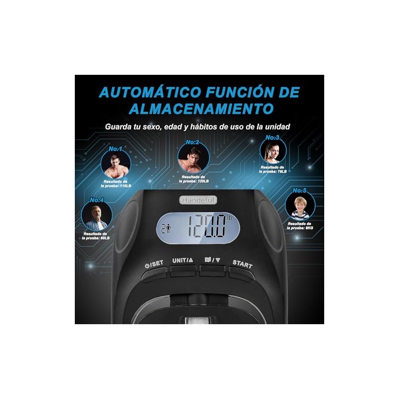 Handeful Dinamómetro Digital de Mano 180 kg para Fuerza de