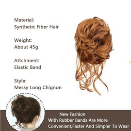 Messy Bun Hairpiece Hair Scrunchie Updo Hairpiece Hair Piece Curly Wavy Large Hair Bun Scrunchies Extensions Synthetic Hair Tousled Updo Hairpieces for Women Girls (#6 (Light Auburn))