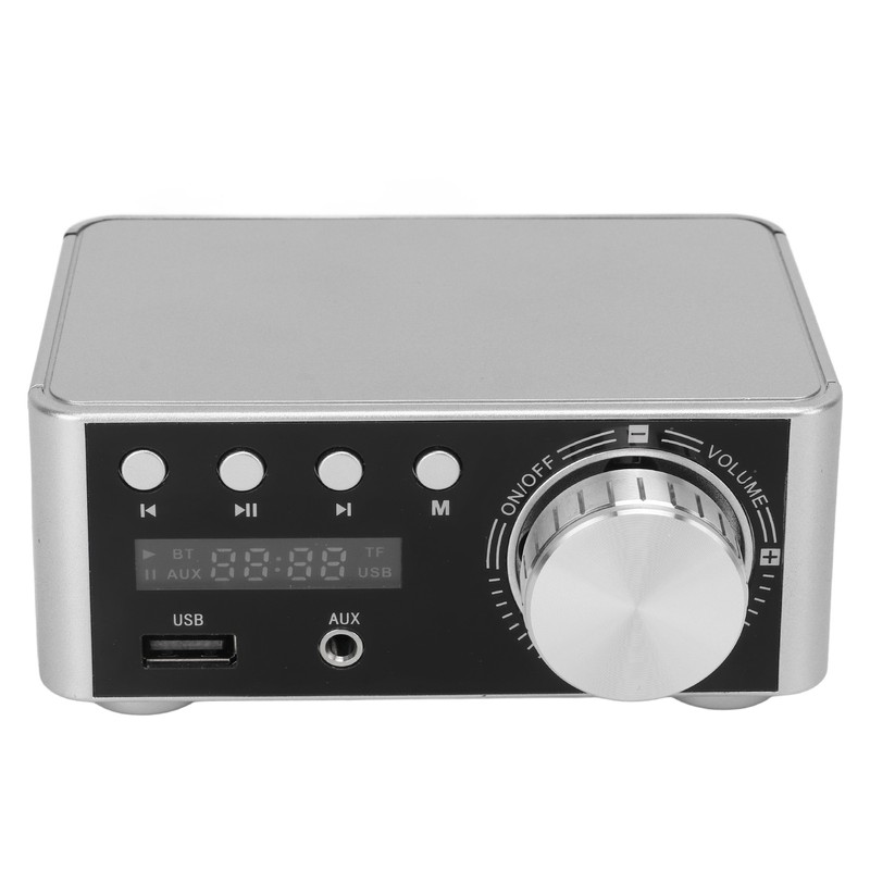Bluetooth Amplifier Silver Mini Bluetooth 5.0 Digital Amplifier HiFi Stereo
