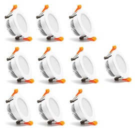 2.5 inch Dimmable LED Recessed Lighting, 5W Retrofit Downlight, 3000K Warm White, CRI 80 with LED Driver, as AC 110V Ceiling Light Fixture for Living Room, Kitchen, Bedroom, Hallway, 10 Pack