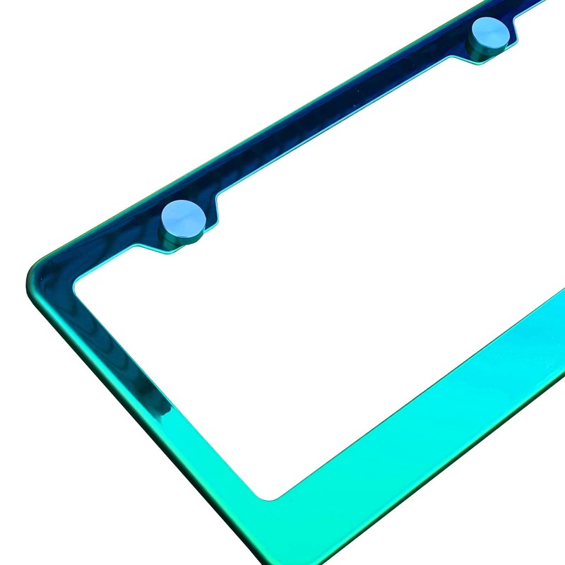 NAROWAN Silicone Back Guard License Plate Frame Green Mirror Chrome