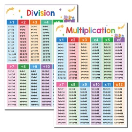 Lachilly 2Pcs Multiplication and Division Learning Posters, Times Table, Maths Posters, Educational Table Chart, Elementary School Teaching Materials, Classroom Decorations, A3 Size