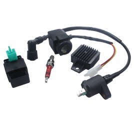 lhrlaoliu Motorcycle GY6 Ignition Coil AC CDI Box Solenoid Relay Voltage Regulato For GY6 50cc 125cc 150cc Go Karts Engine Scooter (size-3)