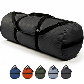 Diamond Ripstop Big XL Duffle Bags, Ultra Tough & Tear Resistant, Reinforced Stitching, Weatherproof, Packable Foldable Duffle Bag for Traveling (18" x 42" 175L, Black)