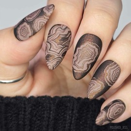 Maniology Agate Nail Stamping Plate, Rustic Natural Stone Stamp Plates, Bohemian Earth Tone Manicure Designs, Boho Crystal DIY Patterns