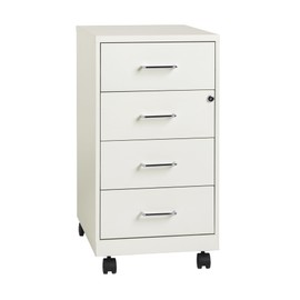 Hirsh Industries 18" Deep 4 Drawer Steel Mobile Storage Cabinet in Pearl White