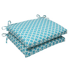 Pillow Perfect 498447 Outdoor/Indoor Hockley Teal Square Corner Seat Cushions, 18.5 in. L X 16 in. W X 3 in. D, Blue, 2 Pack