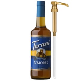 Torani Sugar Free Coffee Syrup, S’Mores Flavoring for Drinks, Zero Calorie, Glass Bottle with Pump Included, 25.4 Fl Oz