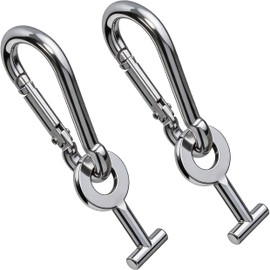 AlweizU 1 Pair T Lock Attachments Compatible with Tonal Smart Home Gym Equipment, with Stainless Steel Carabiner for Pilates Loops, Ankle Straps Accessories