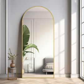 MELOMOIR 71"x32" Large Arched Mirror - Full Length, Extra Large Floor Mirror for Bedroom, Living Room, Gym - Hanging or Leaning - Gold Frame