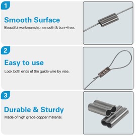 300Pcs Double Barrel Crimp Sleeves Kit Copper Crimping Loop Sleeve Fishing Line Tube Tackle Connector Inside Diameter 0.8-2.6mm