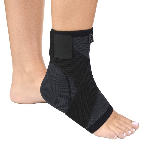 Dr. Wolf Ankle Compression Sleeve - Breathable Foot Brace For Plantar Fasciitis & Achilles Tendonitis Pain Relief For Men & Women Support For Volleyball, Tennis, Basketball, Soccer, & Running (Medium)