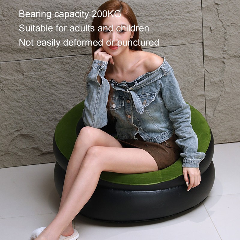 Inflatable Couch PVC Flocking Portable Ergonomic Blow Up Sofa Chair