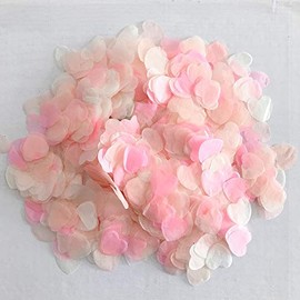 Heart Confetti Paper Shower, Flower Shower, Shower, Wedding, Reception, Event, Wedding, Bridal, 3.5 oz (100 g), For Approximately 10-20 People, Pink, Orange, White Mix