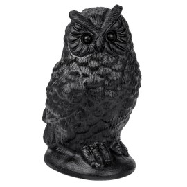 mookaitedecor Obsidian Horned Owl Statue, Healing Crystal Animal Sculpture, Mini Handmade Tabletop Sculpture for Home Decor and Collectible Ornaments