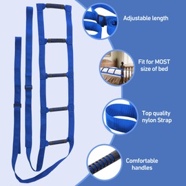 Bed Ladder Assist - Pull Up Assist Device for Elderly & Disabled with Padded Hand Grip - Mobility Aid for Sitting Up in Bed, Injury Recovery, Pregnancy - Portable Bed Ladder with Adjustable Strap