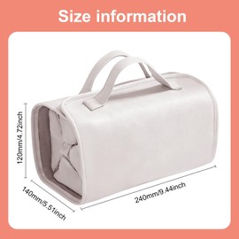 GEDEUBAN Portable 4-In-1 Roll Up Foldable Makeup Bag, Waterproof Cosmetic Bag, Hanging, Independent Partition, Removable
