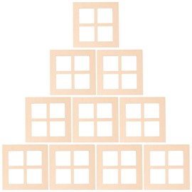 SUPVOX 50pcs Doll House Window Model Mini House Blank Wooden Grids Window Frame Ornaments DIY Mini House Decoration Wooden Fiary Window Model Dollhouse Accessories 7CM