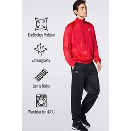 Kappa Villos Men's Tracksuit Comfortable Tracksuit for Sports, Leisure and Travel, The Jogging Pants & Training Jacket are Breathable, Quick Dry, Size S-XXL - Red (ribbon red), size: xl