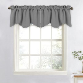 NICETOWN Silver Grey Valances for Windows - Thermal Insulated Blackout Kitchen Curtain Valances Rod Pocket Tiers for Living Room/Bedroom/Cafe, 1 Panel, 52 x 18 inch