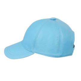 Zessano Genuine Leather Unisex Baseball Cap - 100% Sheep Leather Mens and Womens Baseball Cap with Adjustable Back Strap (Sky Blue)
