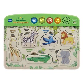 Vtech Baby Interaktives Holz-Tierpuzzle – Umweltfreundliches Steckpuzzle mit Musik und lustigen Geräuschen aus FSC®-zertifiziertem Holz – Für Kinder von 1,5-4 Jahren