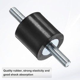 M METERXITY 4-Pack Rubber Mounts D20mmxH20mm Male Vibration Isolators Cylindrical Shock Absorber W M5 x 15mm Double Studs for Air Compressor/Car/Pump/Boat/Garage Motor/Bobbins Rubber Isolators