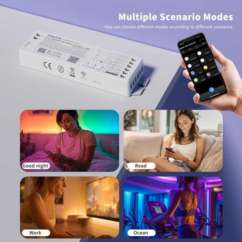 PAUTIX WiFi LED Controller for Single Color/CCT/RGB/RGBW/RGBCCT LED Strip Lights