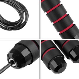 Skipping Rope Adult For Men and Women, Adjustable Jump Rope with Anti-Slip Foam Handle Exercise Rope, Ergonomic Jump Rope Red