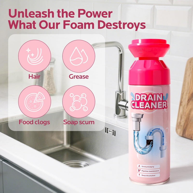 Foaming Drain Cleaner Clog Remover: Sink Cleaner Pipe Clogged Opener