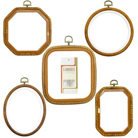 Embroidery Hoop 5 Pieces Embroidery Hoop Ring Plastic Cross Stitch Hoop Set Embroidery Frame Embroidery Hoop Embroidery Kits Rectangle Round Octagon Oval for DIY Crafts