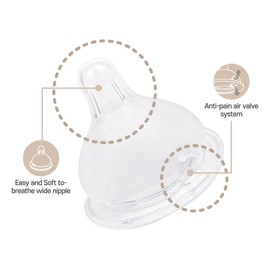 UBMOM All in One Baby Bottle, BPA Free, Anti-Colic, Wide-Neck Non-Tip Stable Base, Easy to Clean Natural Baby Bottle 200ml, 6.76oz, Nipple S Level(0~3M) (White)