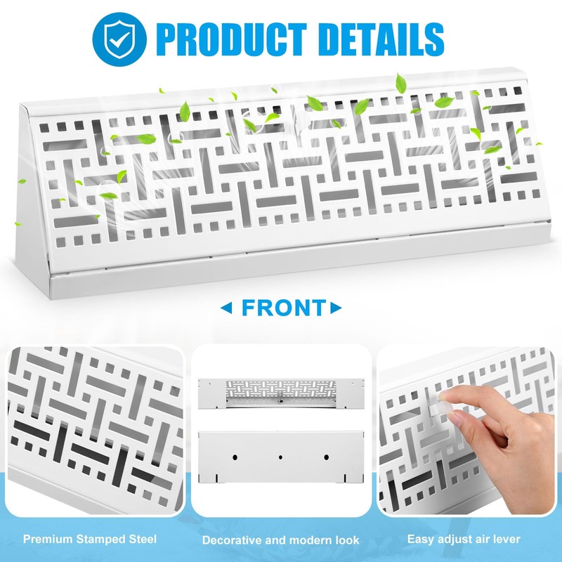 Landhoow 4 Pcs 15 Inch Baseboard Register Vent Covers, White