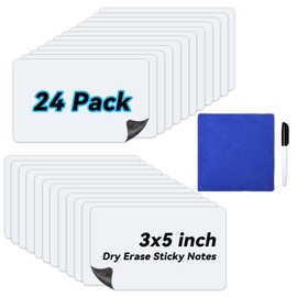 SBYURE 24 Pack Dry Erase Labels Stickers 3x5 inch Reusable Whiteboard Stickers with Wipe Cloth Mini Whiteboards Notes Sticky Labels Dry Erase for Home, Office and Classroom