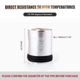 RYANSTAR Metallic Heat Shield Thermal Sleeve Insulated Wire Hose Cover L:1820MM W:85MM