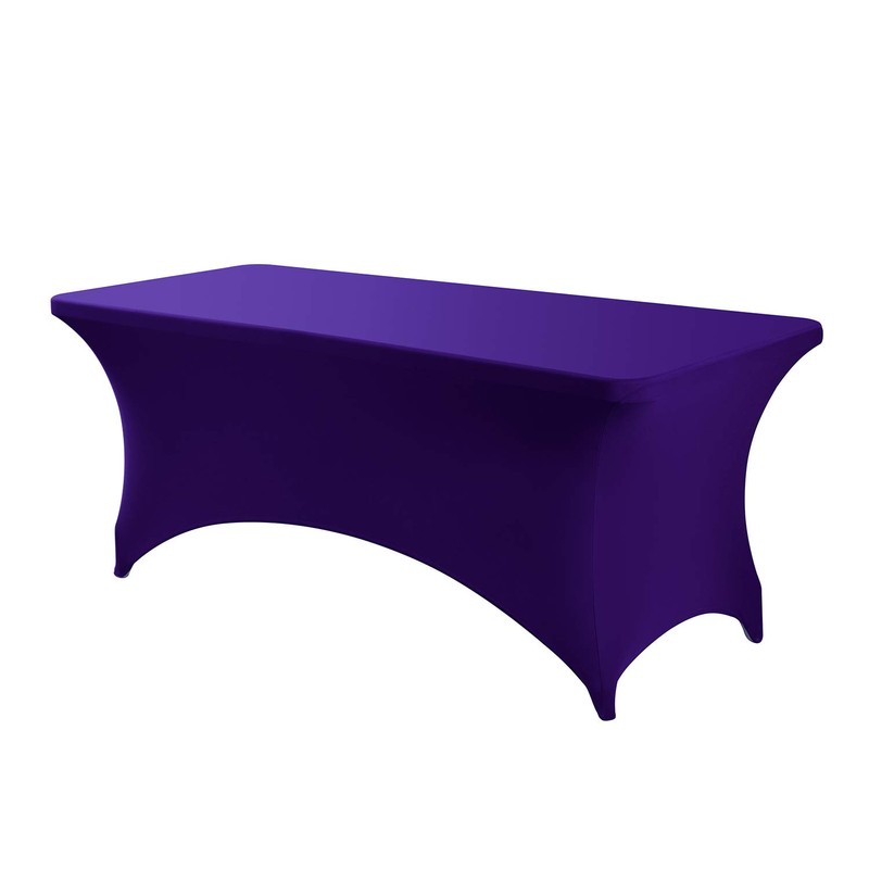 Peomeise 6Ft Spandex Table Cover Rectangular Stretch Spandex Tablecloth (Purple,6Ft)
