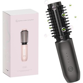 Portable Burling Iron Cordless - Cordless Hot Brush, Hair Curling Brush,4 Temperatures | Fast Heating, Anti-Scald, and Anti-Frizz, Crimper Hair Tool for Travel, Date, Work - Classic Black