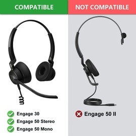 Engage 30 Ear Pads and 4Pcs Microphone Foam Kit Replacement - defean Ear Cushions Compatible with Jabra Engage 30 / Engage 50 Headset, High-Density Noise Isolation Foam(Do Not fit Engage 50 II)