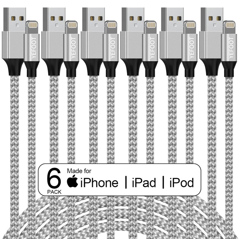 [Apple MFi Certified] 6Pack[3/3/6/6/6/10ft] iPhone Charger Lightning Cable Compatible iPhone