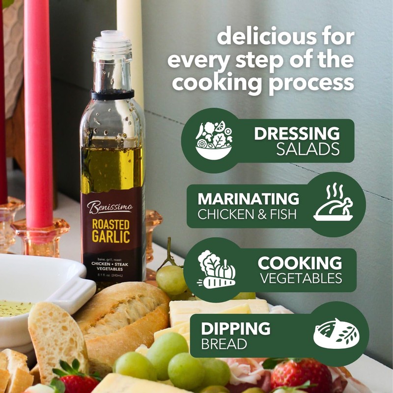 Benissimo Roasted Garlic Herb Infused Oil, All Natural Gourmet Cooking