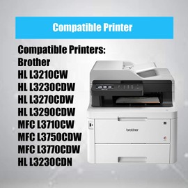 (4-Pack) 4Benefit Compatible TN227 TN-227 Toner Cartridge TN 227 Combo 4-Pack B/C/Y/M Set Replacement for Brother MFC L3750CDW HL-L3270CDW HL-L3230CDW MFC-L3710CW Laser Printer