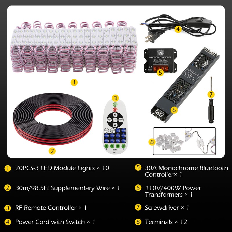 Dyna-Living 100FT White LED Storefront Lights APP Bluetooth & IR