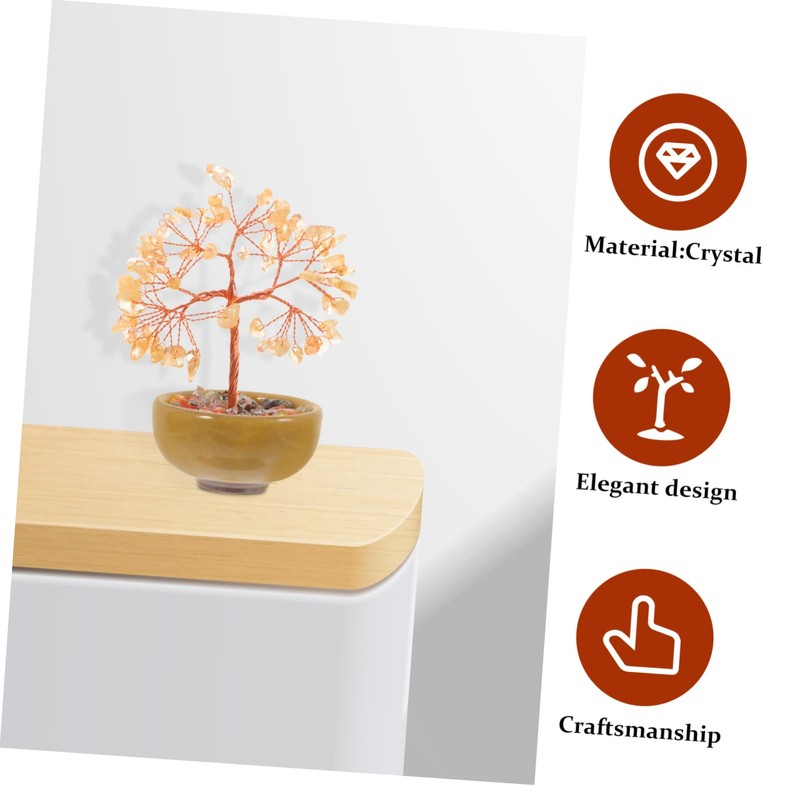 GRIRIW Chakra Crystal Tree Feng Shui Lucky Ornament Citrine Money